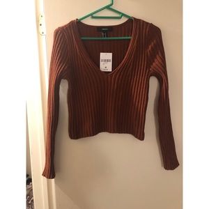 Brown forever 21 V-neck sweater